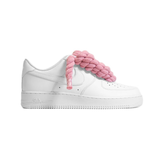 Nike Air Force 1 Low White - Ružové Rope Šnúrky
