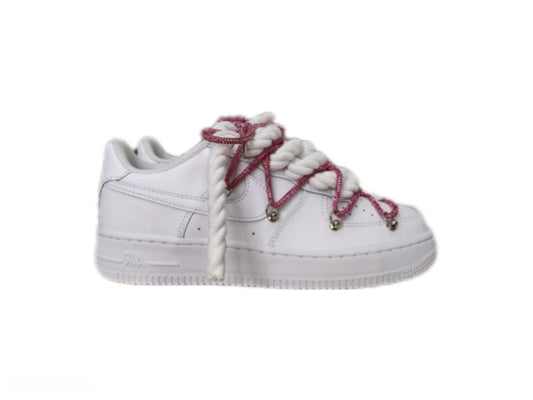 Nike Air Force 1 Low White - Biele Rope Šnúrky x Diamont Laces Pink
